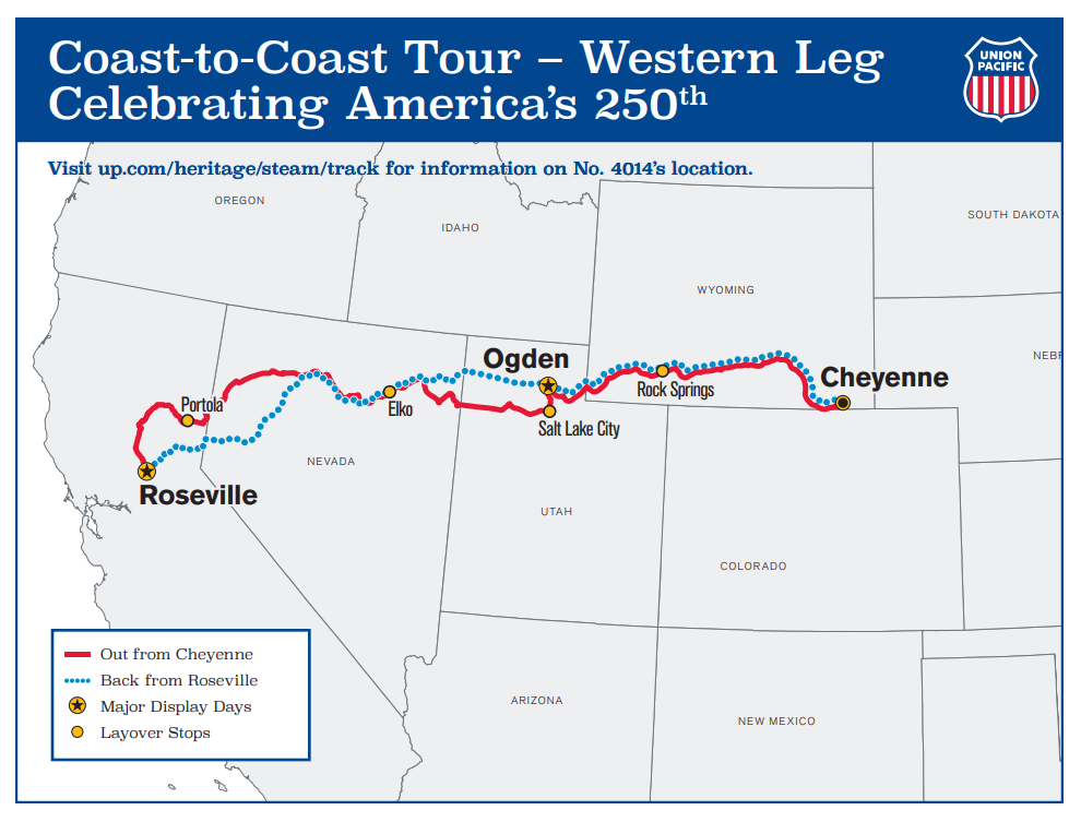 Big Boy No. 4014 Western Leg Route Map
